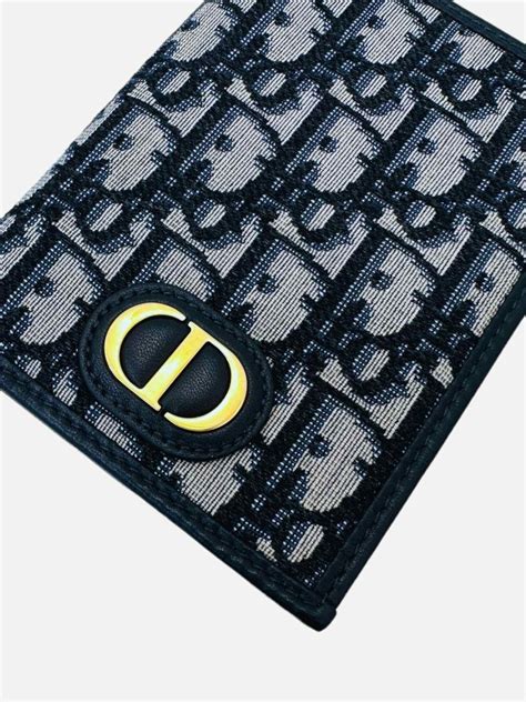 30 Montaigne Passport Holder Blue Dior Oblique Jacquard 